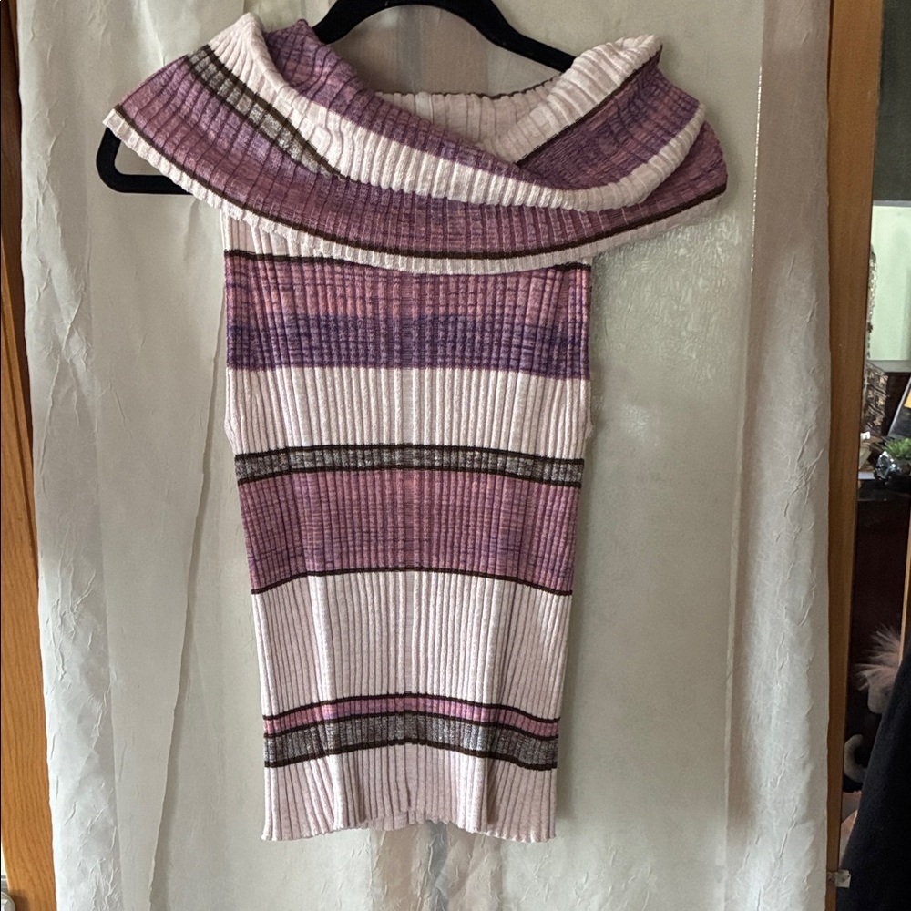 Free People Off-Shoulder Sweater - Pink and Cream